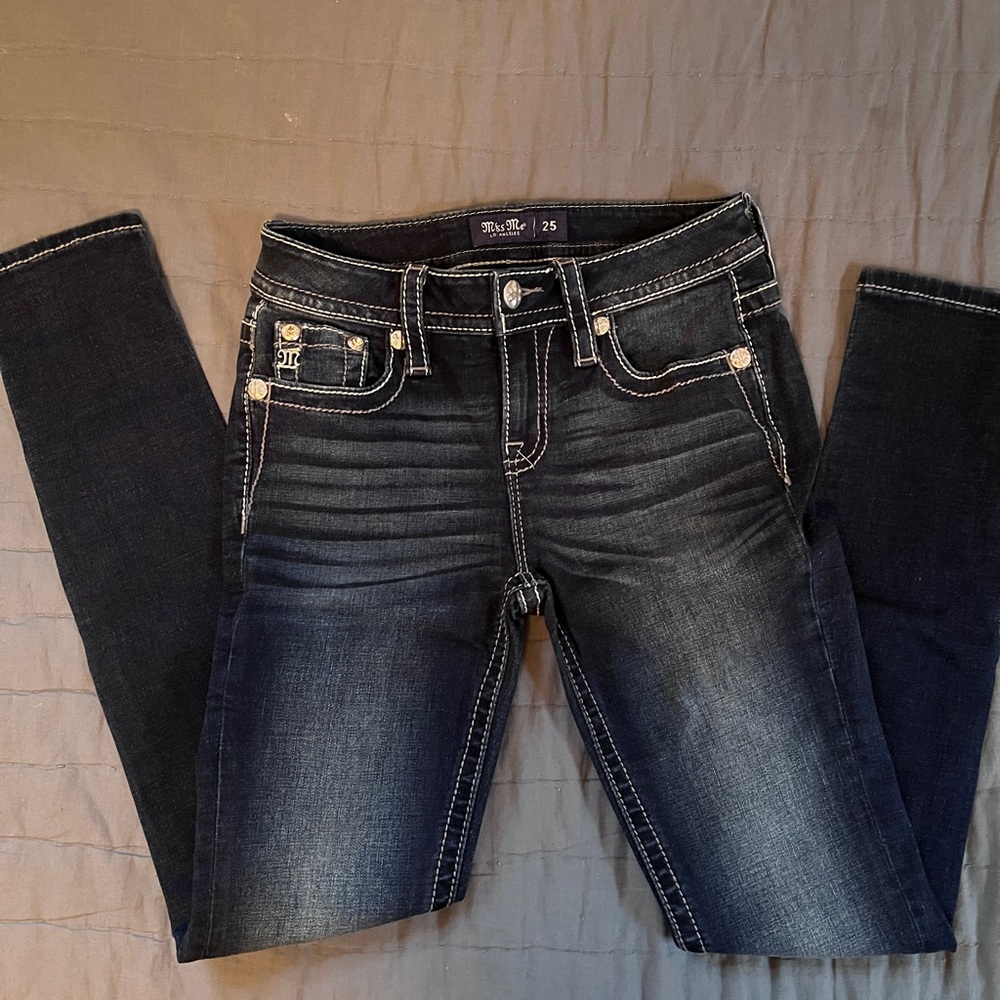 Miss Me Dark Denim Mid-Rise Skinny Jeans